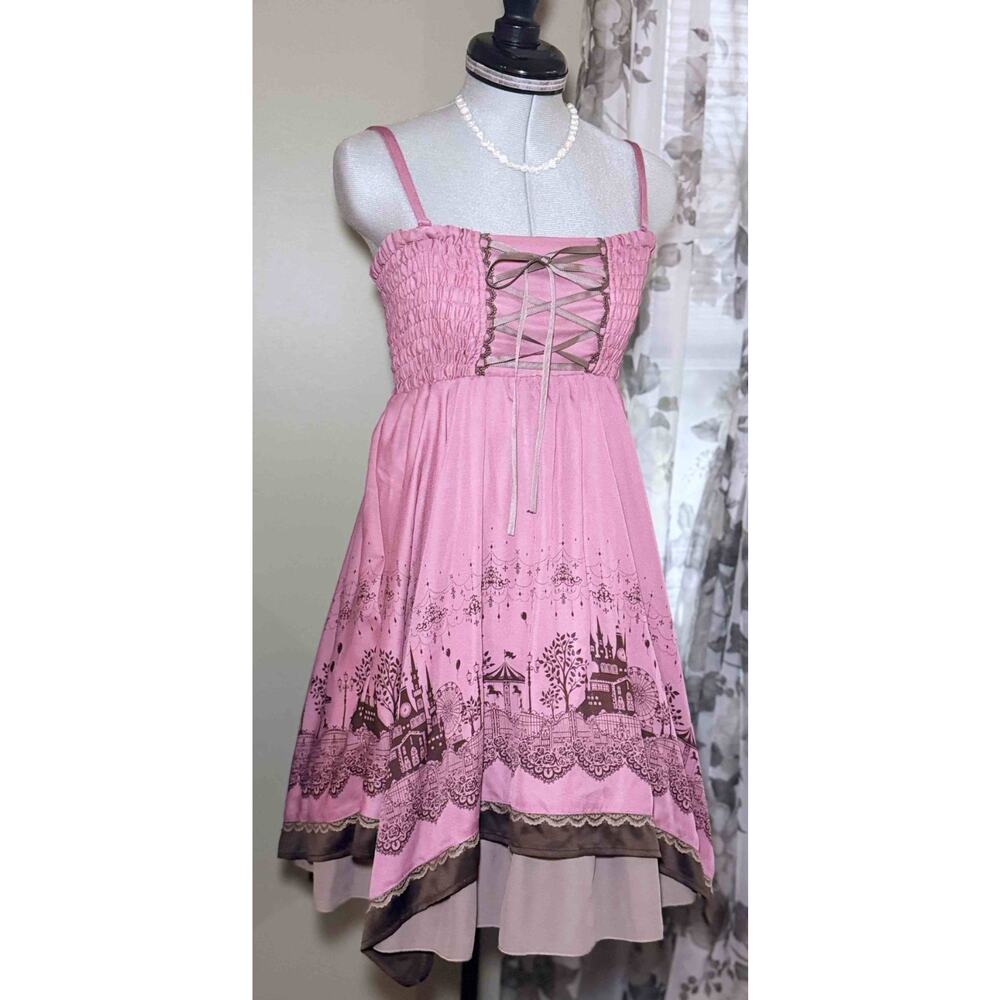 Axes Femme Poetique Fairytale Print 2-Way Camisole Cami Dress Jfashion Himekaji - Picture 14 of 16